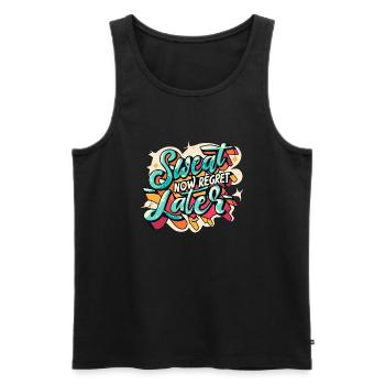 Jetzt schwitzen, später bereuen - Männer Premium Bio Tank Top - Schwarz - Vorne - AI Model Male 178 light (178cm)