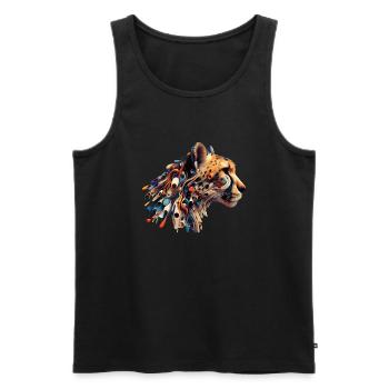 Colorful Abstract Cheetah - Men's Premium Organic Tank Top - black - Front - AI Model Male 178 light (178cm)