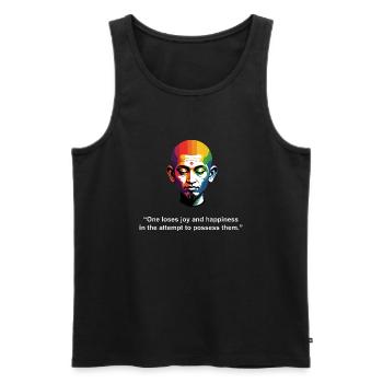 Man verliert Freude und Glück | Zen-Zitat - Männer Premium Bio Tank Top - Schwarz - Vorne - AI Model Male 178 light (178cm)