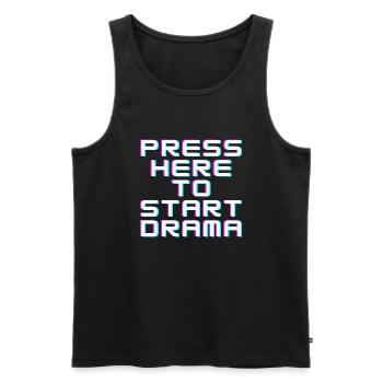 Press here to start drama - Männer Premium Bio Tank Top - Schwarz - Vorne - AI Model Male 178 light (178cm)