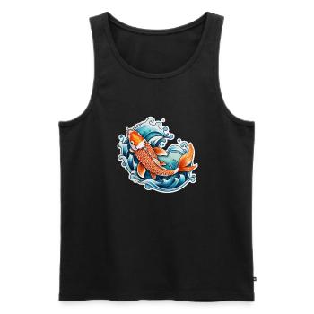 carpe koi - poisson japon - Débardeur bio Premium Homme - noir - Devant - AI Model Male 178 light (178cm)