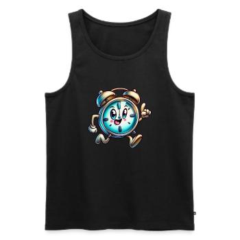 Rush Hour Alarm! Whimsical Running Clock - Men's Premium Organic Tank Top - black - Front - AI Model Male 178 light (178cm)