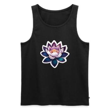 Fleur de Lotus / Nénuphar / Spiritualité / Fleur - Débardeur bio Premium Homme - noir - Devant - Michal (187cm)