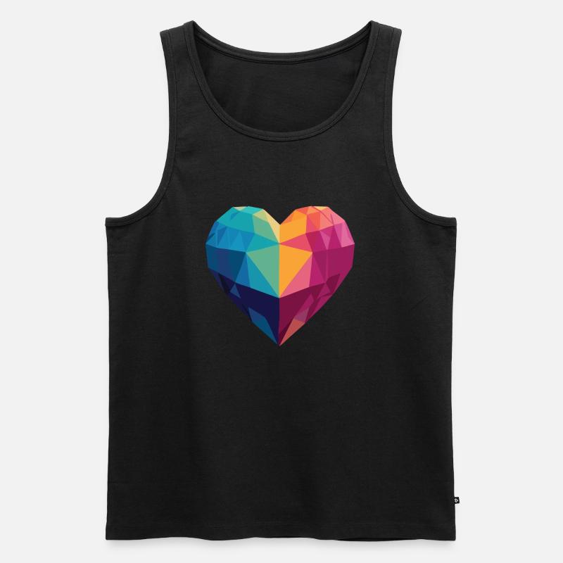 Liebe - Low Poly Herz - Männer Premium Bio Tank Top - Schwarz