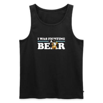 Hilarious Broken Arm Design. I Was Fighting A Bear - Men's Premium Organic Tank Top - black - Front - AI Model Male 178 light (178cm)