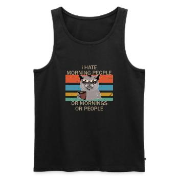 Ich hasse Frühaufsteher, Morgen und Leute - Männer Premium Bio Tank Top - Schwarz - Vorne - AI Model Male 178 light (178cm)