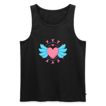 Flügelherz - Männer Premium Bio Tank Top - Schwarz - Vorne - AI Model Male 178 light (178cm)