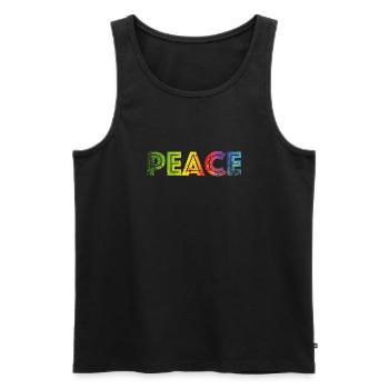 PEACE colours speckled - Männer Premium Bio Tank Top - Schwarz - Vorne - AI Model Male 178 light (178cm)