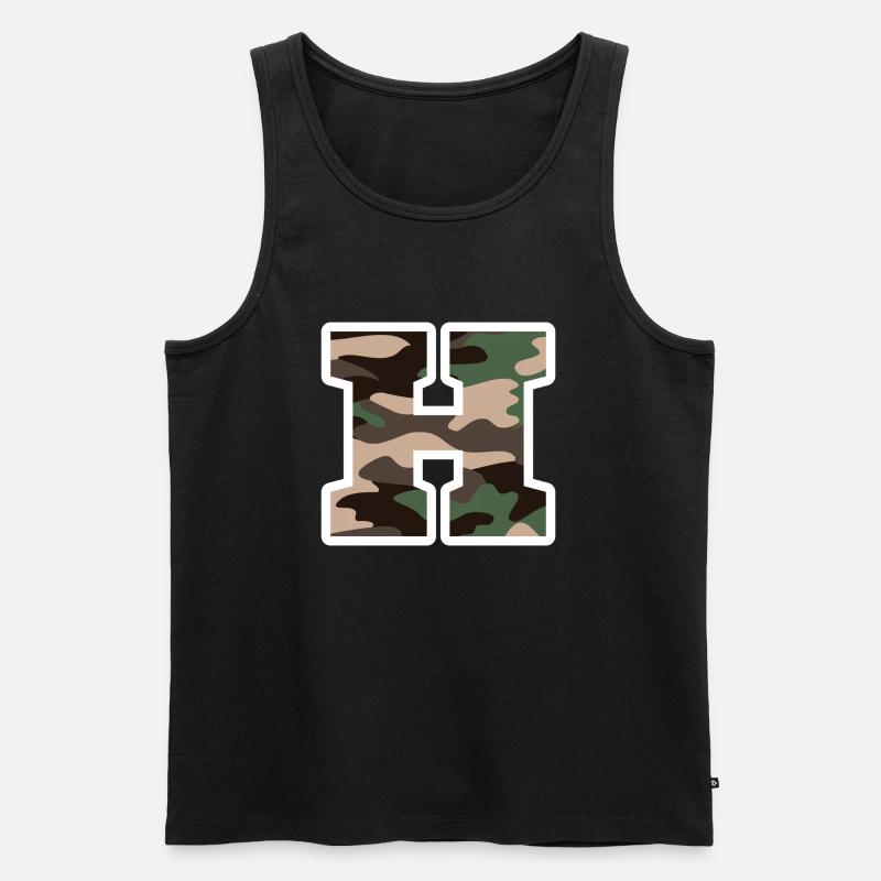 Buchstabe H Militärtarnung - Geschenkidee - Männer Premium Bio Tank Top - Schwarz
