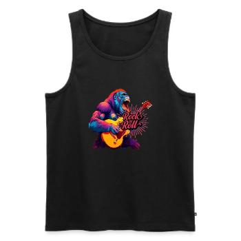 Rocking n Roll, Gorille Jouant De La Guitare - Débardeur bio Premium Homme - noir - Devant - Michal (187cm)