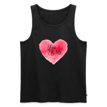 You & Me Heart - Men's Premium Organic Tank Top - black - Front - Michal (187cm)