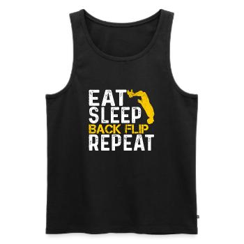 Vintage Eat Sleep Back Flip Répéter, Retour Flip - Männer Premium Bio Tank Top - Schwarz - Vorne - AI Model Male 178 light (178cm)