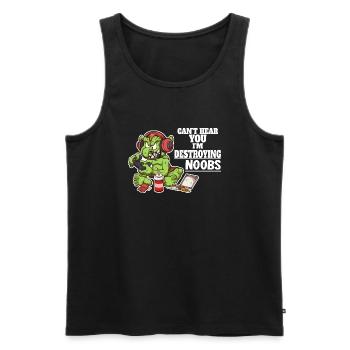 Ich kann dich nicht hören, ich zerstöre Noobs - Männer Premium Bio Tank Top - Schwarz - Vorne - Michal (187cm)