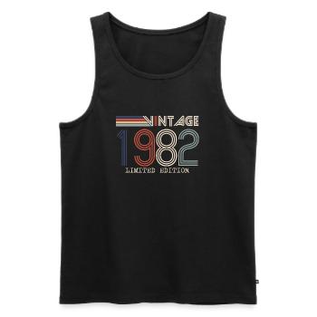 Vintage 1982 Anniversary Gift - Vintage 1982 - Men's Premium Organic Tank Top - black - Front - Michal (187cm)