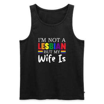 Je ne suis pas lesbienne mais ma femme est drôle Mariage LGBT - Débardeur bio Premium Homme - noir - Devant - Michal (187cm)