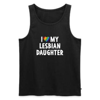 J’aime ma fille lesbienne Famille LGBT - Débardeur bio Premium Homme - noir - Devant - Michal (187cm)