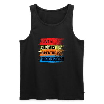 FOOTBALL FASHION LIVE TRAIN FOOTBALL - Men's Premium Organic Tank Top - black - Front - Michal (187cm)