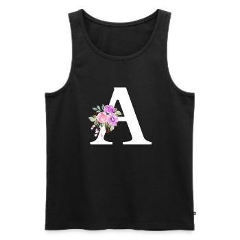 Lila Blumenbuchstabe - Männer Premium Bio Tank Top - Schwarz - Vorne - AI Model Male 178 light (178cm)