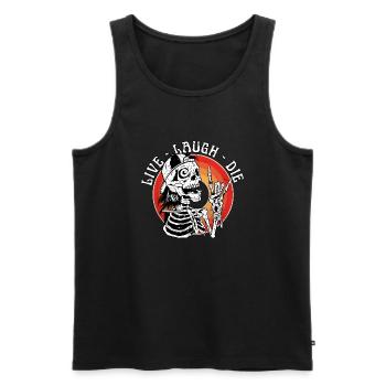 Live Laugh Die Funny Halloween Skeleton Sarcastic - Men's Premium Organic Tank Top - black - Front - AI Model Male 178 light (178cm)