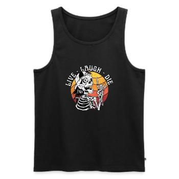 Live Laugh Die Funny Halloween Skeleton Sarcastic - Men's Premium Organic Tank Top - black - Front - AI Model Male 178 light (178cm)
