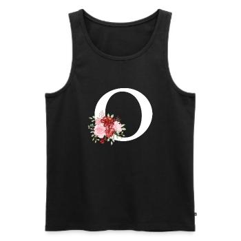 Roter Blumenbuchstabe O - Männer Premium Bio Tank Top - Schwarz - Vorne - Michal (187cm)