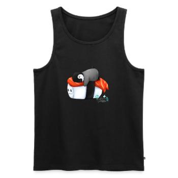 Pinguin auf Sushikissen - Männer Premium Bio Tank Top - Schwarz - Vorne - Michal (187cm)
