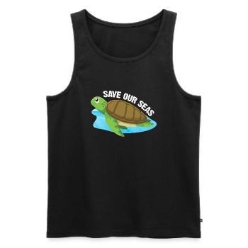 Save our Seas Turtle - Men's Premium Organic Tank Top - black - Front - AI Model Male 178 light (178cm)