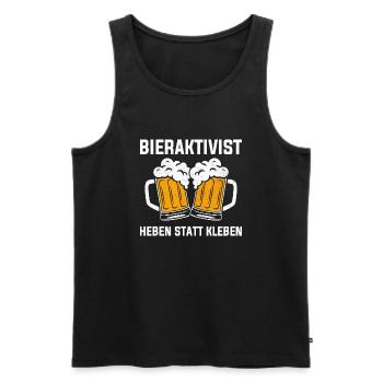 BIERAKTIVIST - HEBEN STATT KLEBEN - Männer Premium Bio Tank Top - Schwarz - Vorne - Michal (187cm)