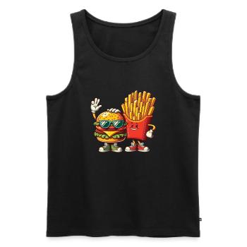 Funny Hamburger Day Fries High Five Cool Fun Combo - Débardeur bio Premium Homme - noir - Devant - AI Model Male 178 light (178cm)