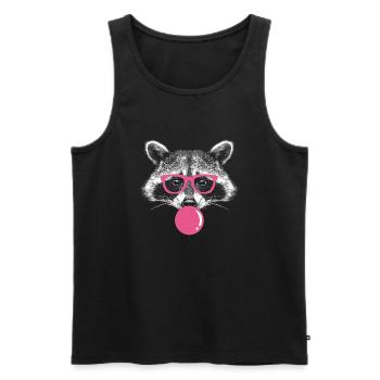 Raccoon Blows Bubblegum - Cute Bubblegum Raccoon - Men's Premium Organic Tank Top - black - Front - AI Model Male 178 light (178cm)