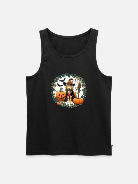 Halloween Ginger Cat - Men's Premium Organic Tank Top - black