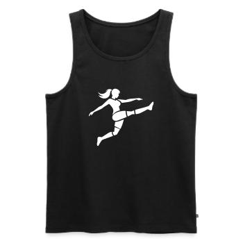 Soccer Female Sportswoman Logo Icon Vector - Men's Premium Organic Tank Top - black - Front - AI Model Male 178 light (178cm)