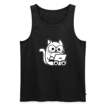 Nerd Katze Geeky Katzenliebhaber Kätzchenbesitzer - Männer Premium Bio Tank Top - Schwarz - Vorne - AI Model Male 178 light (178cm)