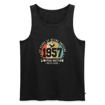 Original Geboren 1957 Authentisches Geschenk 1957 Bursdag - Männer Premium Bio Tank Top - Schwarz - Vorne - Michal (187cm)