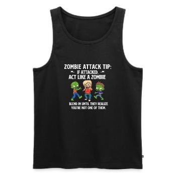 Zombie Attack Tip Sarcastic Humor Sarcasm - Men's Premium Organic Tank Top - black - Front - AI Model Male 178 light (178cm)