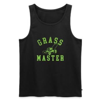 Grass Master - Tondeuse à gazon d’aménagement paysager Jardinage - Débardeur bio Premium Homme - noir - Devant - AI Model Male 178 light (178cm)