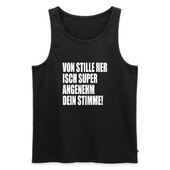 Von Stille her isch super angenehm dein Stimme! - Männer Premium Bio Tank Top - Schwarz - Vorne - AI Model Male 178 light (178cm)