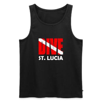Dive St. Lucia - Diver Down Flag Scuba Diving - Débardeur bio Premium Homme - noir - Devant - AI Model Male 178 light (178cm)