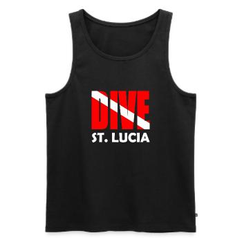 Dive St. Lucia - Diver Down Flag Scuba Diving - Débardeur bio Premium Homme - noir - Devant - AI Model Male 178 light (178cm)