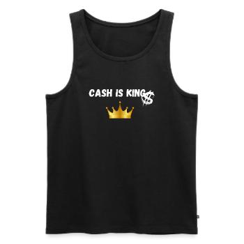 CASH IS KING - Männer Premium Bio Tank Top - Schwarz - Vorne - Michal (187cm)