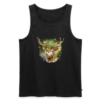 Hirsch - Männer Premium Bio Tank Top - Schwarz - Vorne - Michal (187cm)