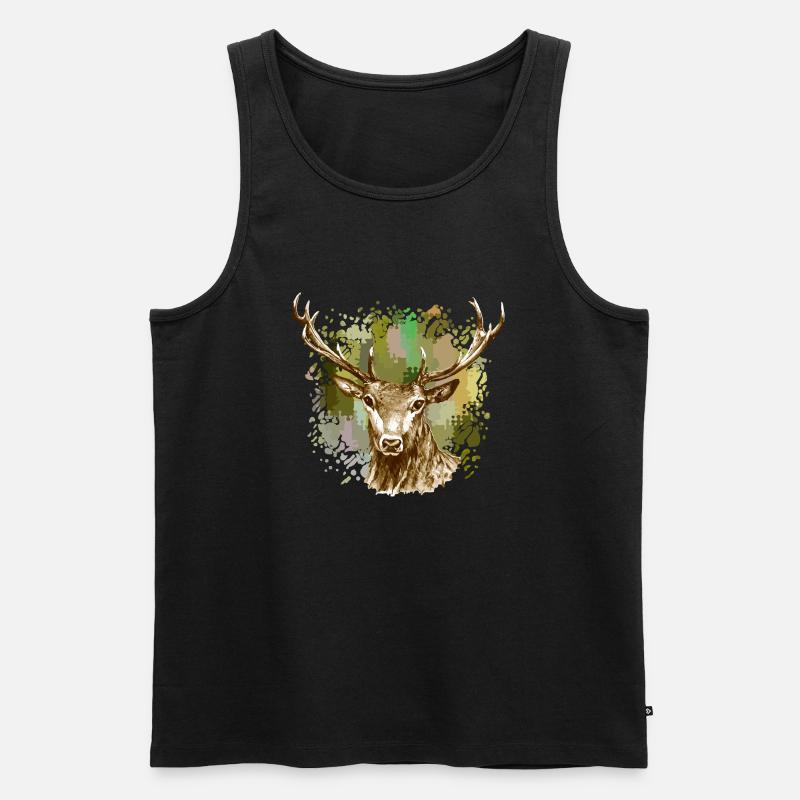 Hirsch - Männer Premium Bio Tank Top - Schwarz