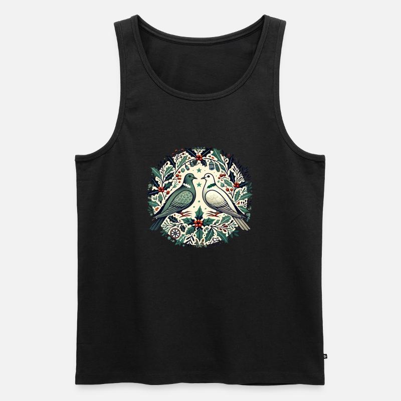 Weihnachtstauben - Männer Premium Bio Tank Top - Schwarz