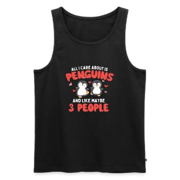 Alles, was ich kümmere, sind Pinguine - Pinguin Lover Bird - Männer Premium Bio Tank Top - Schwarz - Vorne - Michal (187cm)