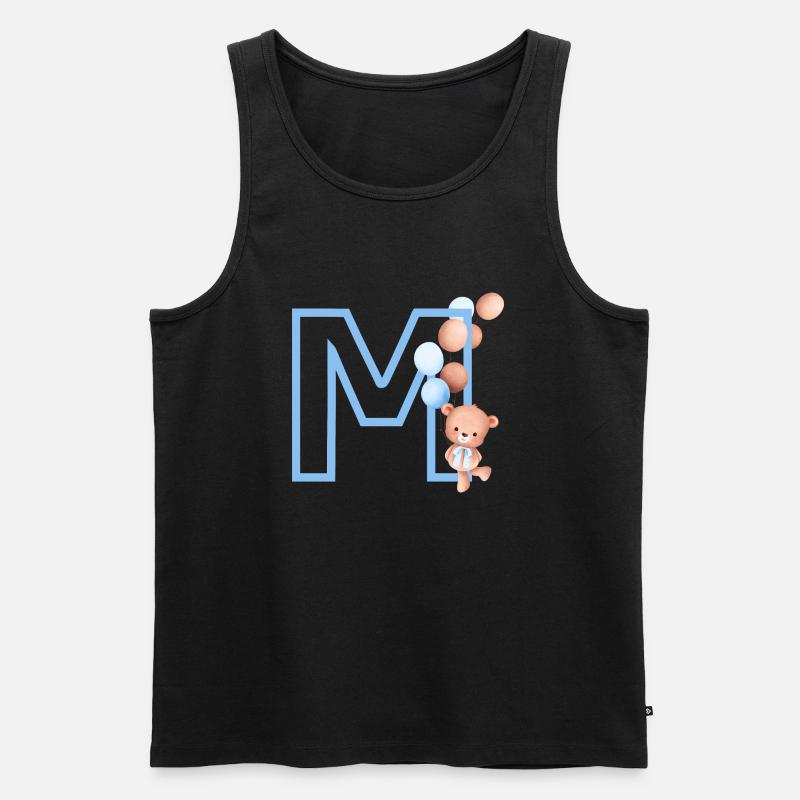 Buchstabe M Blauer Bär - Männer Premium Bio Tank Top - Schwarz