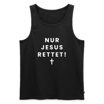Nur Jesus rettet Kreuz- Christliches Design - Männer Premium Bio Tank Top - Schwarz - Vorne - Michal (187cm)