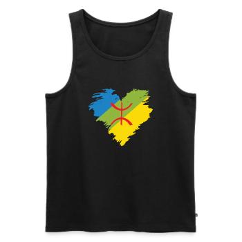 AMAZIGH DANS MON COEUR - JE SUIS UN VRAIS KABYL - Débardeur bio Premium Homme - noir - Devant - Michal (187cm)