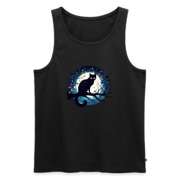 Full Moon with Black Cat Halloween - Men's Premium Organic Tank Top - black - Front - Michal (187cm)