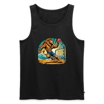 Löwe Beach Handball - Männer Premium Bio Tank Top - Schwarz - Vorne - Michal (187cm)