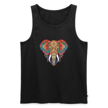 Elefant Zentangle Kunst bunt tier - Männer Premium Bio Tank Top - Schwarz - Vorne - Michal (187cm)